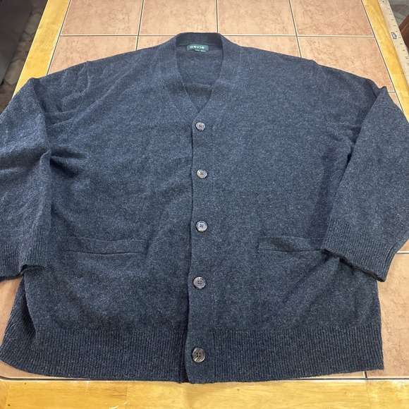Orvis Other - Orvis Cardigan Sweater Mens XXL Charcoal Gray 100% Lambswool V‎ Neck Grandpa
